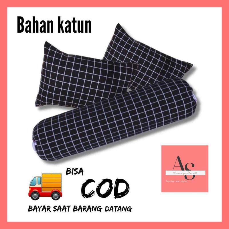 Paket 1 Set Bantal Guling  Setara Bantal Tidur Hotel Silicon / Bantal Motif Kotak 7