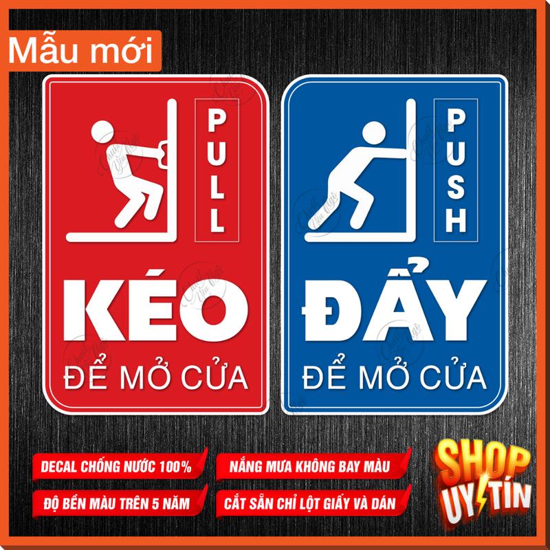 Bộ 2 miếng dán Pull Push đẩy kéo dán cửa kính hướng dẫn mở cửa