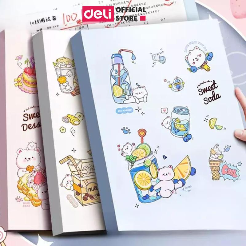 File lá A4 Deli màu pastel họa tiết cute - File lá đựng phiếu siêu âm, tài liệu, - Sổ đựng giấy khám thai lưu giấy tờ, bảo quản lưu trữ - 30/40 lá - 1 chiếc