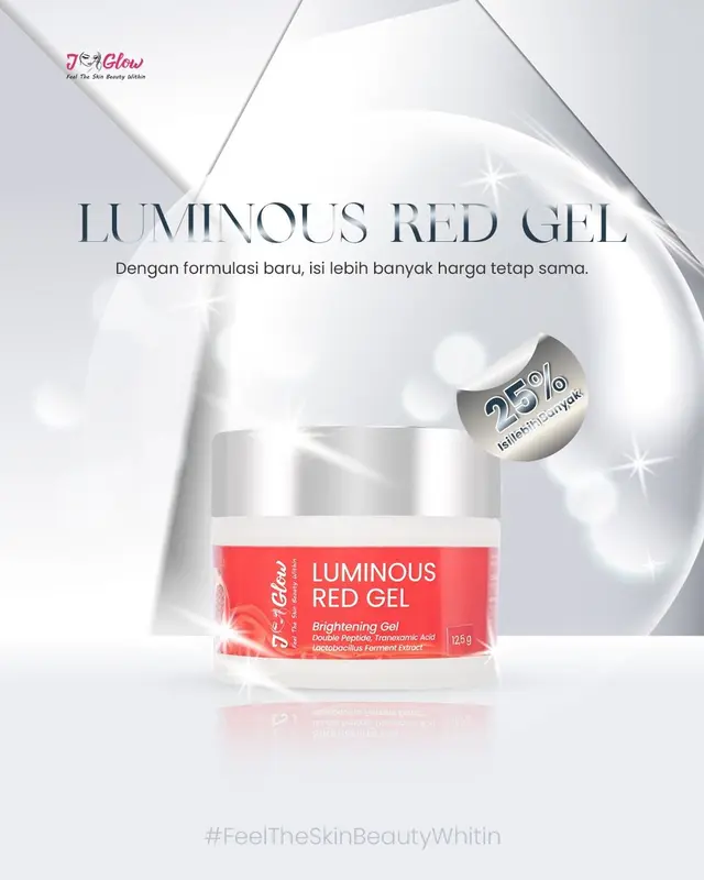 Jglow Skincare  Red Jelly Luminous Red Gel  Untuk Mencerahkan Melembabkan & Memudarkan Noda Hitam  Mengatasi Kulit Wajah Kusam Kering 4