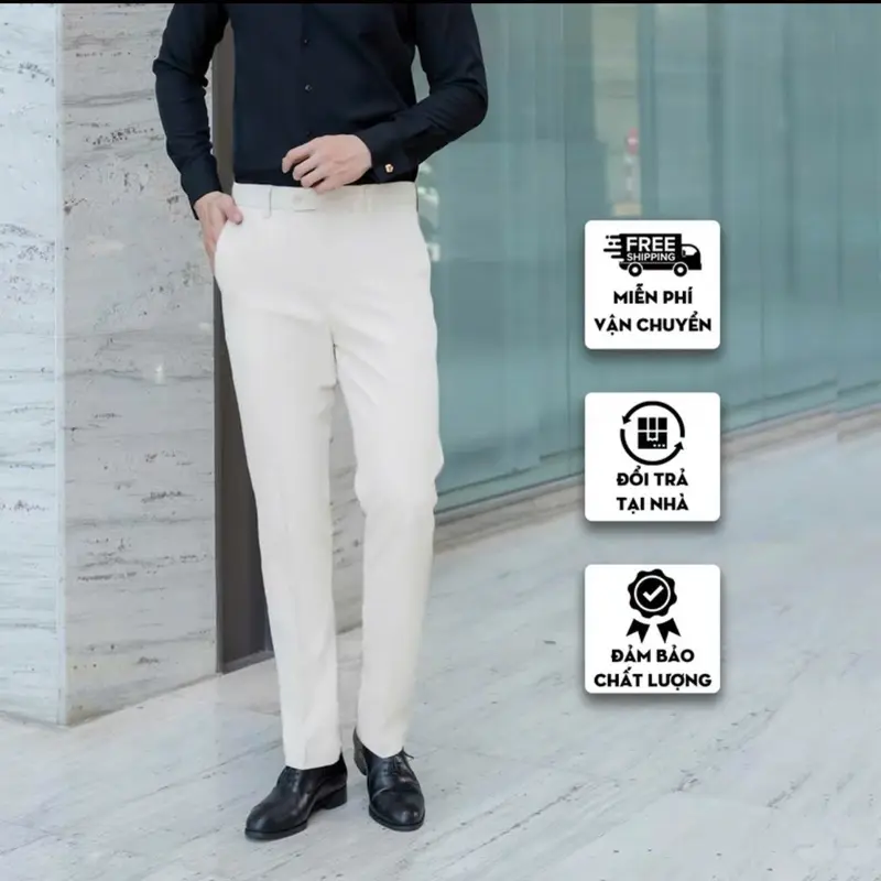 [DEAL 2 Quần]  Quần Âu Nam Công Sở form slimfit Tôn Dáng Chất Vải Dày Dặn  form Không Nhăn Nhàu 4
