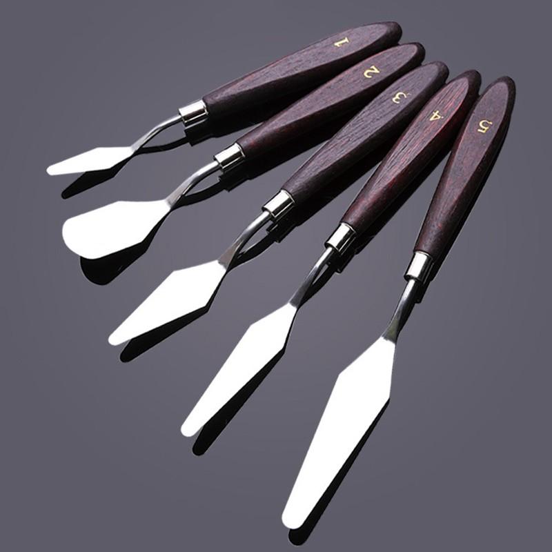 5pcs Set Artist Oil Painting Scraper Stainless Steel  for Palette Gouache Spatula 4