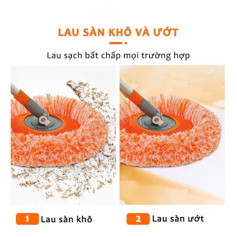 Chổi Lau Trần Nhà, Cây Quét Trần Nhà Hình Hoa Hướng Dương Xoay 180 Độ Cán Inox 304 2Bshop 2