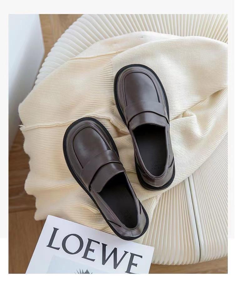 Product Introduction of Platform Loafers Women's Leather Shoes 2025 Spring and Autumn New Korean Style Versatile Retro Shoes Slip-on Soft Bottom 6