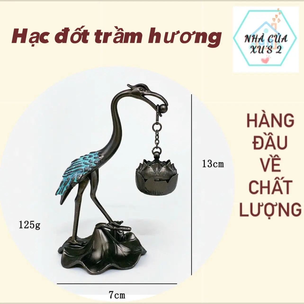 LƯ HƯƠNG XÔNG TRẦM HẠC TIÊN BẰNG ĐỒNG NGUYÊN CHẤT, DÙNG DECOR SANG TRỌNG Dầu Thơm Phòng Dầu Thơm