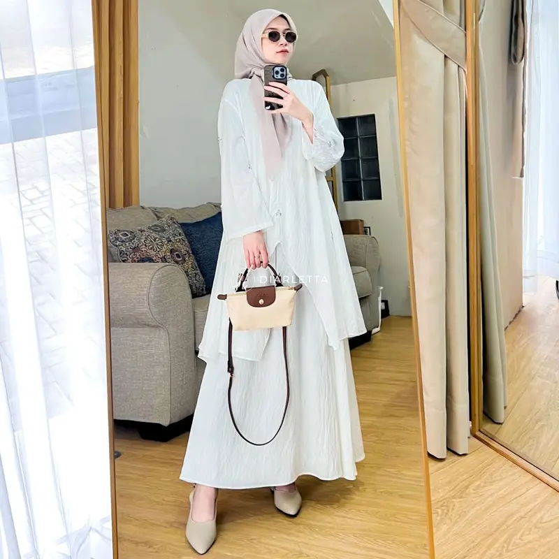 Berlianna Set Rok Permata Payet Polo Linen Busui Friendly Rok Umbrella  Diarletta Premium Quality 3