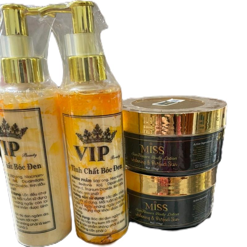  Combo Body Vip Bóc Đen    2 Kem Body Bóc Đen +  2 Hủ kem Body Miss Sunflower  170 Gram   Hổ Trợ Dưỡng  Trắng Da 