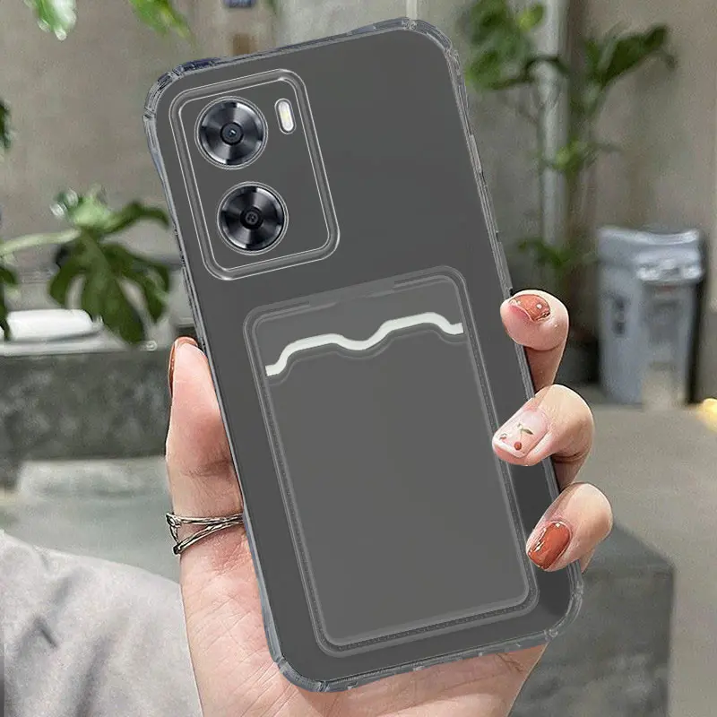 FOR ALL TYPE HP New! Transparent Card Slot Holder - Softcase Fullcover For Oppo A7 2020/A36/A76/A96/A17K/A57 2022/A77S/A1k/A17/A16K/A38 4G/A18/A58 4G/A78 4G A54 4G/A74 4G/F19/A95 4G/A5 2020/A9 2020/A16/A55 5G/A16/A55 4G/A15/A5/A3S/A5s/A12/A11K/A98/A79