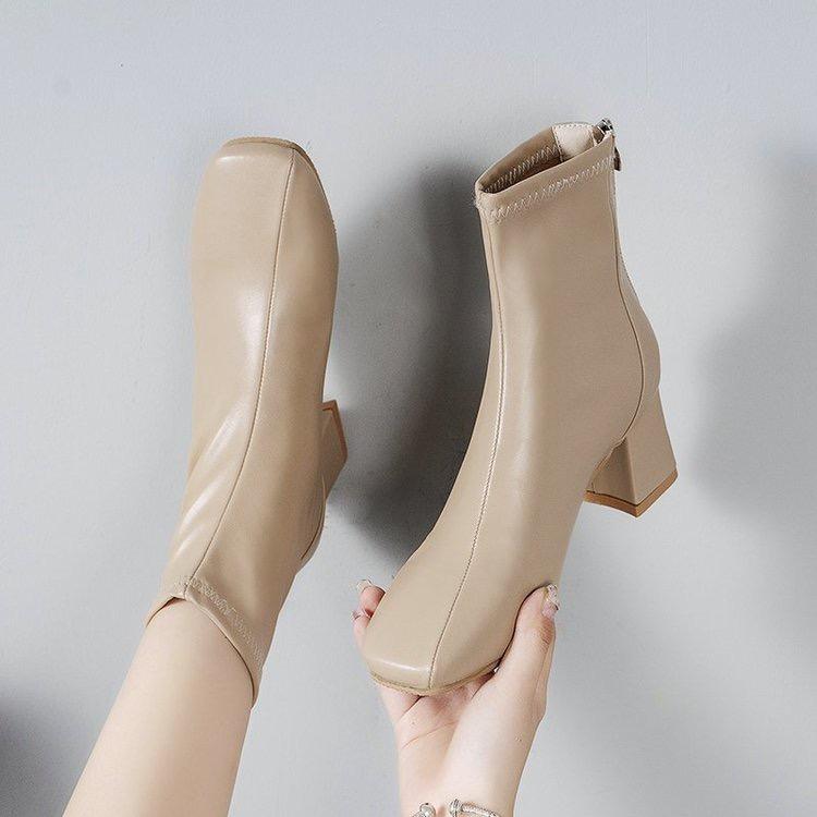 Product Introduction of New Women's Boots with Square Head and Zipper Booties Women's Thick Heels Plus Size Boots Women Girl Shoes Walking Shoes Footwear 19