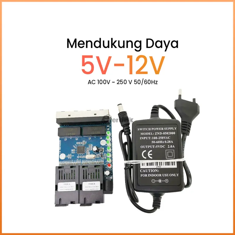 Support POE PCBA 10/100M 2F4E 2 SC 4 RJ45 Ethernet  PCBA Single Mode 5V-12V input 3