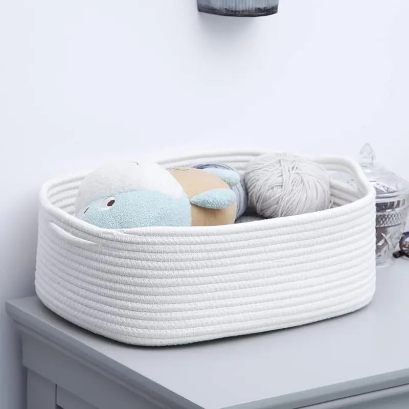 Woven Storage Basket, 1 Count Round Storage Basket with Handle, Durable Cosmetic Basket, Snack Basket, Home Organizer for Bathroom, Bedroom, Living Room, Balcony 2