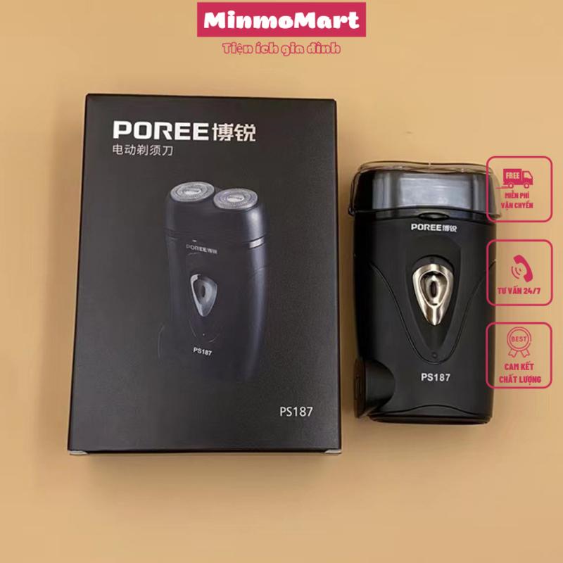 Máy cạo râu 2 lưỡi Poree PS187 nhỏ gọn tiện lợi Máy cạo râu thông minh tự động mài sắc lưỡi