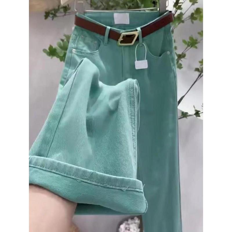 Quần Jean Nữ, Mỏng Mùa Hè, Ngoại Cỡ, Cao Cấp, Đơn Giản Và Rộng Rãi, Quần Ống Đứng, Cạp Cao, Bó Sát, Dài Đến Sàn, Quần Ống Rộng, Dành Cho Phụ Nữ Ngoại Cỡ 4