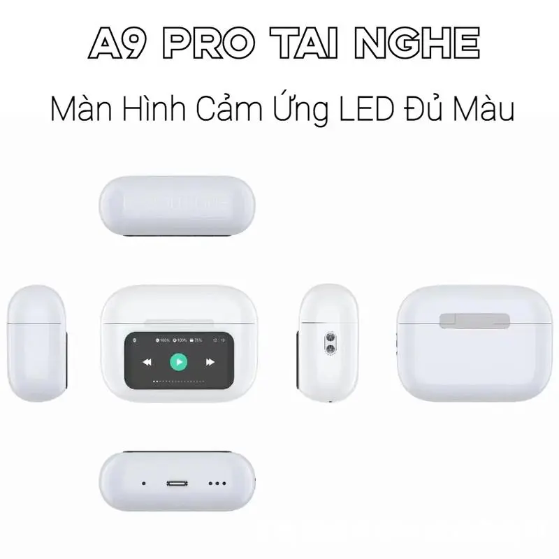 Tai nghe thông minh A9 PRO ANC/ENC, màn hình LCD cảm ứng màu, siêu trầm, Bluetooth 5.4, hình nền tùy chỉnh, hiển thị lời bài hát 7