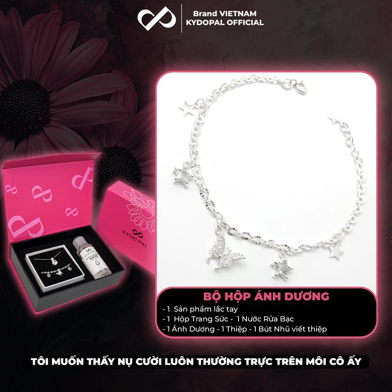 Lắc tay bạc nữ KYDOPAL đính đá hồ điệp cá tính cao cấp hình bướm trang sức bạc Ý 925 - 9L1