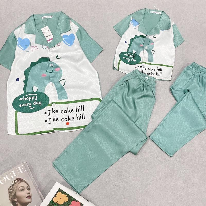 Set bộ ngủ mặc nhà lụa xước nữ cộc dài có sz 40-65kg đồ macnha Women pizamanu pijama ladder Voi Thun 6