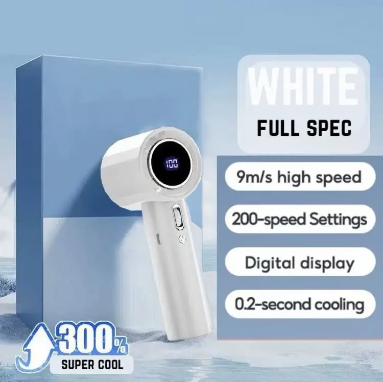 【COD】Quạt cầm tay tốc độ cao mới nhất, gió mạnh, điều chỉnh 100 cấp độ, màn hình LED, quạt mini cầm tay im lặng, có cáp sạc USB Phụ Kiện 6