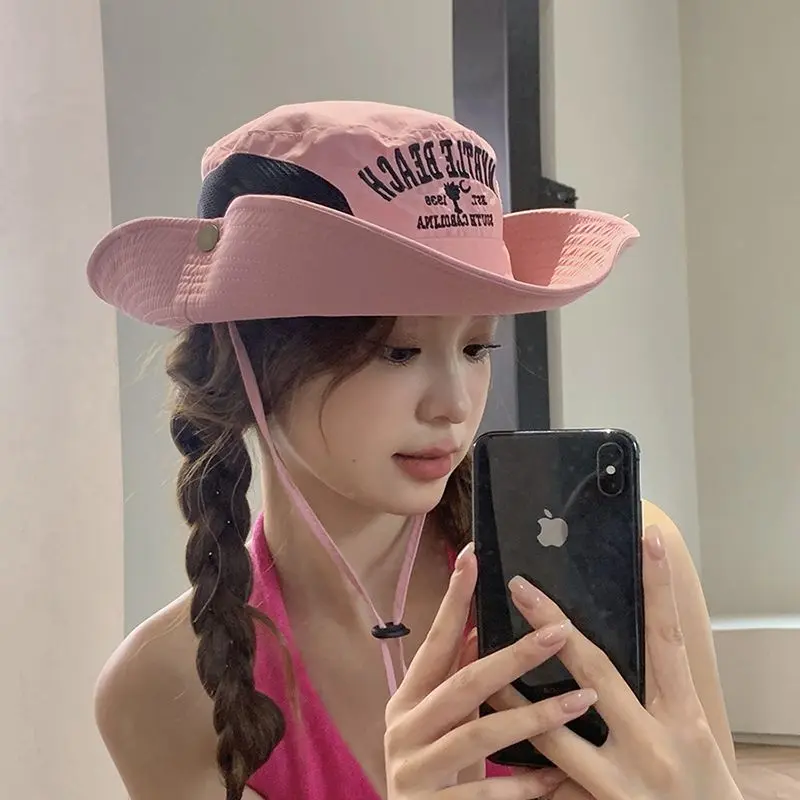 [1553 People Praise] Western Denim Style Bucket Hat Female Hot Girl Alpine Cap Summer Sun Protection UV Protection Sun Protection Hat Fishing Hat Male