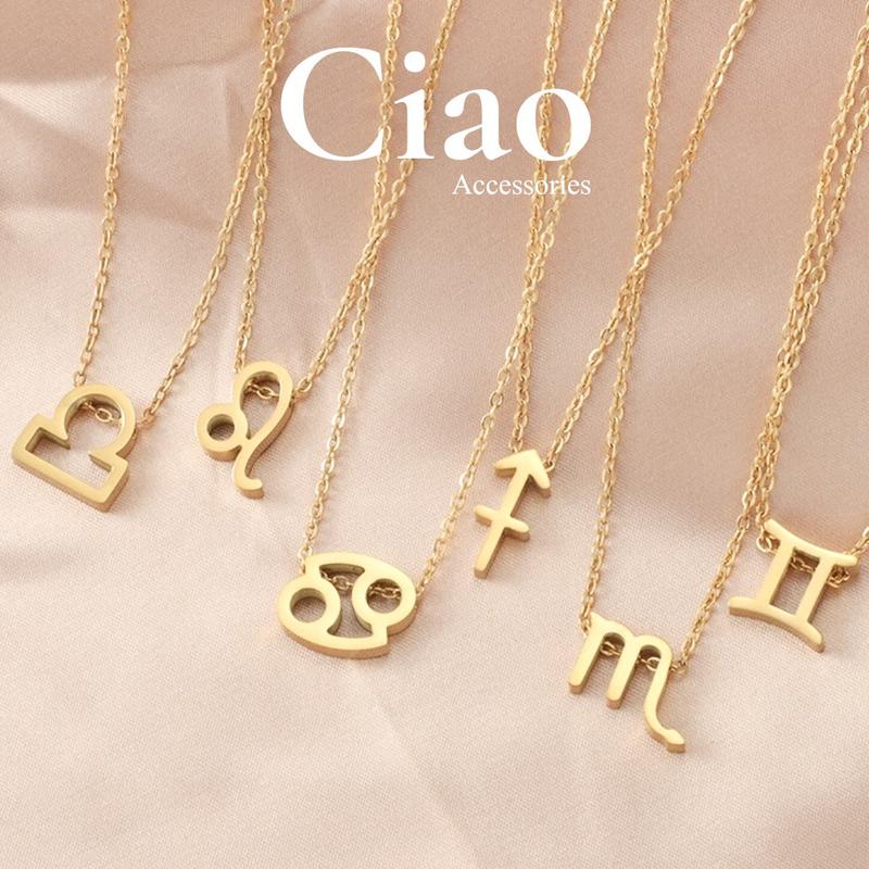   KHÔNG ĐEN GỈ  Dây chuyền vòng cổ titan thiết kế 12 cung hoàng đạo ZODIAC 1 CIAO 