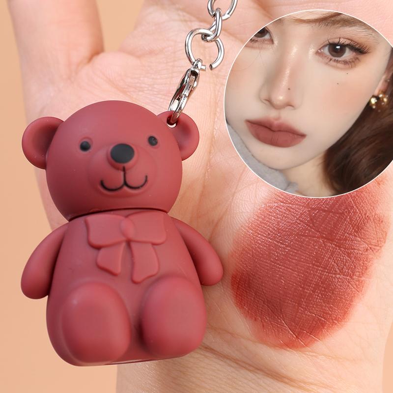  Son Bóng Nhung Lì Không Thấm Nước Hình Móc Chìa Khóa Vỏ Gấu Dễ Thương Lâu Trôi Không dính cốc Gợi Cảm Dành Cho Phụ Nữ Son Kem Trang Điểm Làm Đẹp 