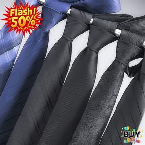 เนคไทผู้ชาย เนคไทซิป เนคไทมือทางการแบบไม่มีปม เนคไทเจ้าบ่าวแต่งงาน สายคล้องคออินเทรนด์ สีฟ้าและสีดำ พร้อมสต็อกในปี 2025