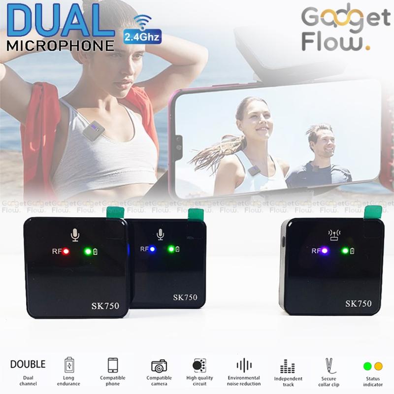 Microphone Mic Clip On Wireless Dual Smartphone HP Mic 2.4Ghz SK750 ...