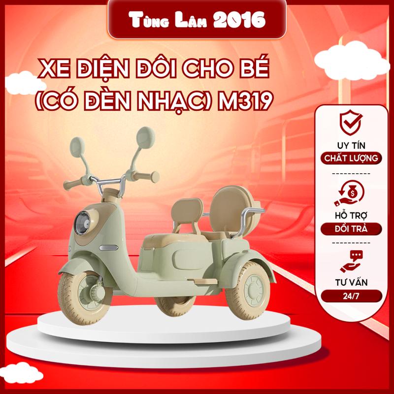 Xe máy điện, xe Vespa Đôi cho bé hàng 2 động cơ có kèm sạc (M319) Đồ Chơi