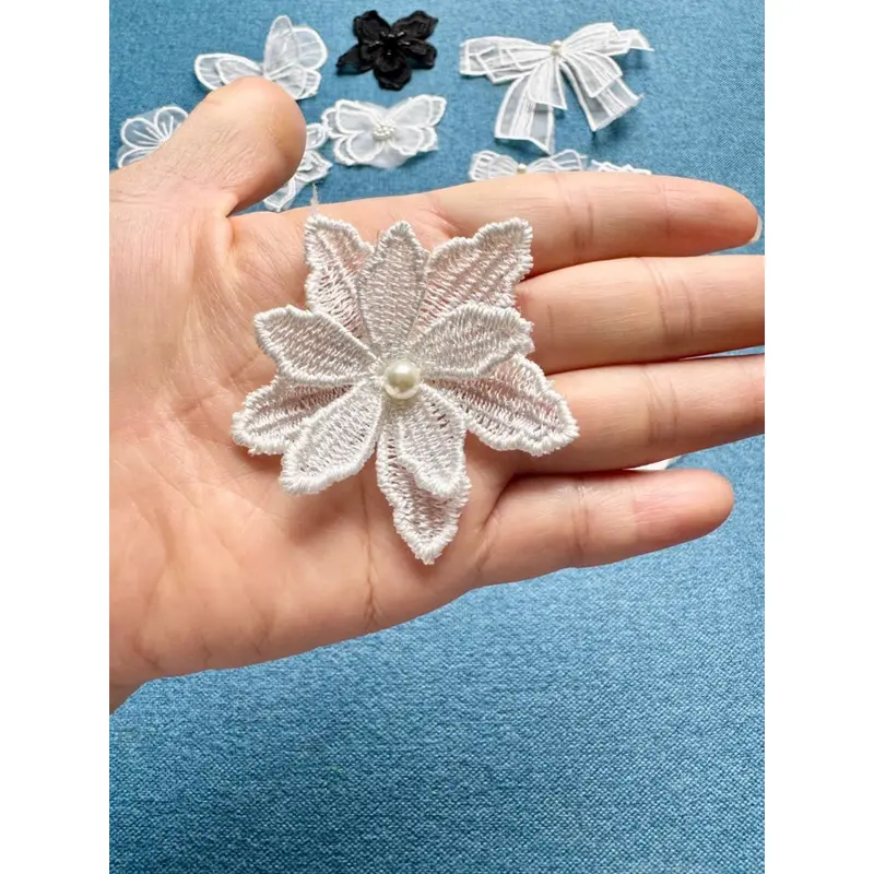 Sticker, miếng vá sửa chữa, miếng vá trang trí khâu, may lên quần áo rách, trang trí khăn, túi, ..(Bướm,hoa,nơ ren) 3