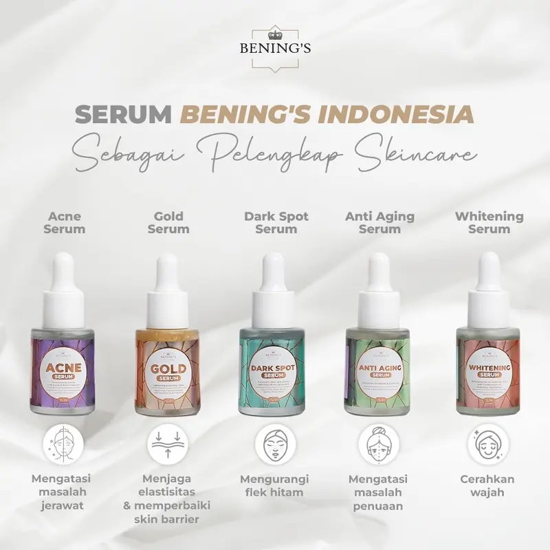 (Cuci Gudang Exp 25)benings serum - acne/whitening/gold/darkspot/antiaging Facial Wajah Bening'S Mencerahkan 1
