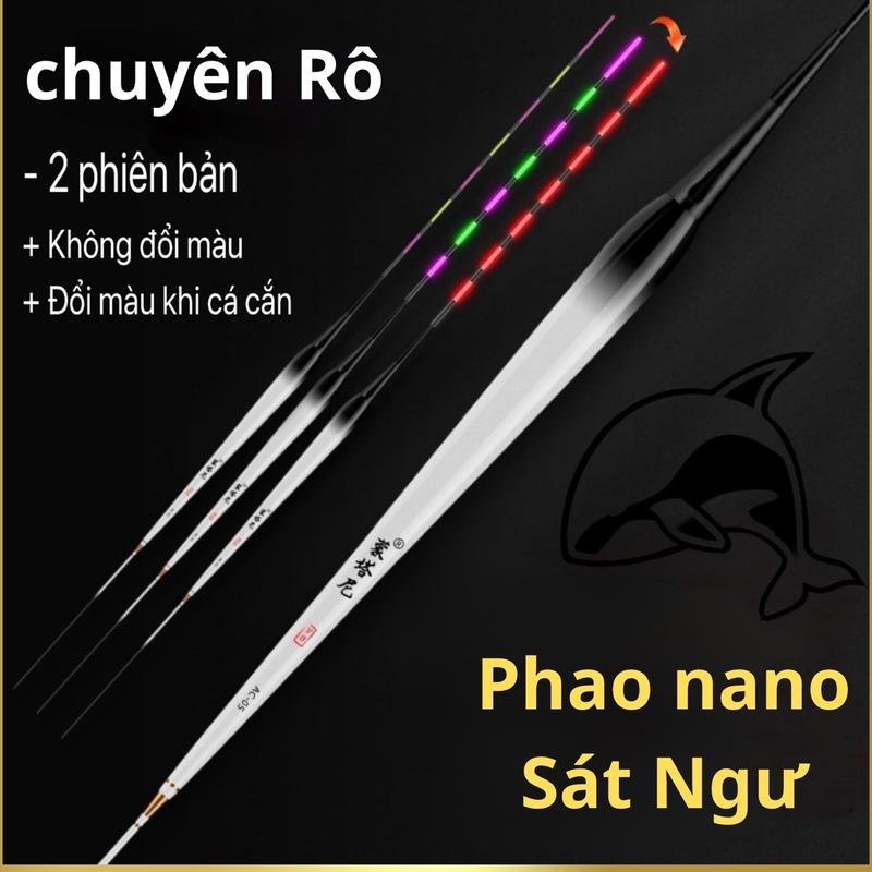 Phao câu cá đêm AC nano chuyên rô diếc ăn chì nhẹ phao đổi mầu và loại không đổi màu
