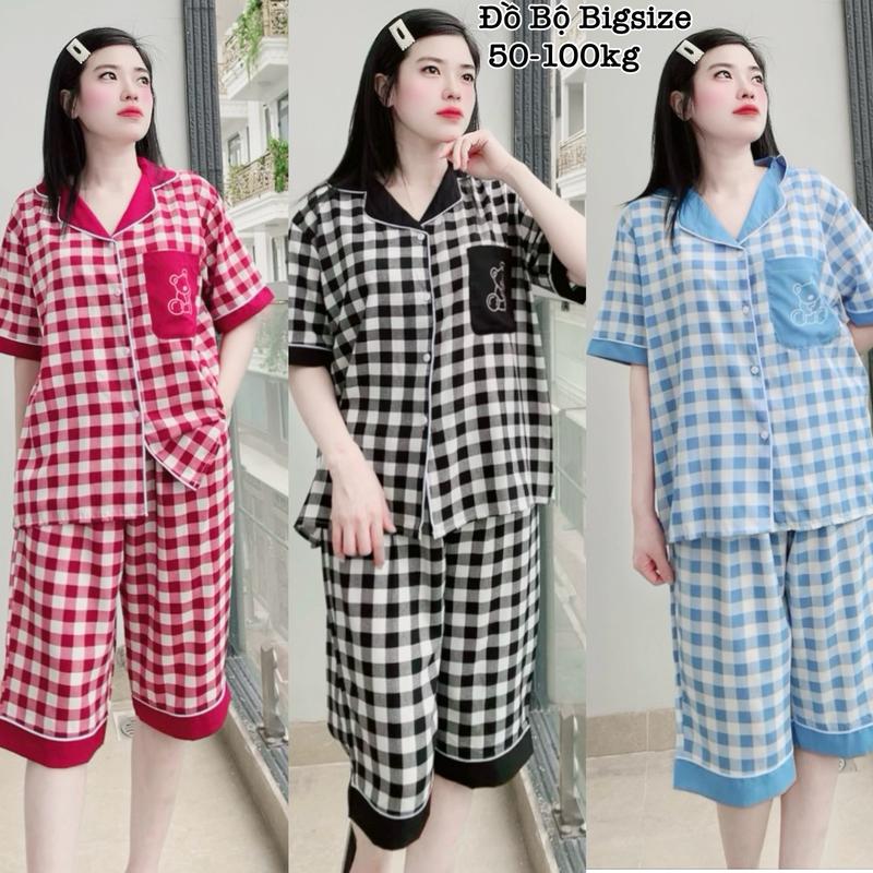  Đồ Bộ Bigsize Đồ Ngủ Nữ Mặc Nhà Lửng Bèo Tiểu Thư Túi in 5D Lụa Cao Cấp Xin Xắn Dễ Thương Giá  Rẻ 50-100kg Women Nhung Quần Ngủ Pijama Áo Ngủ - 2245 