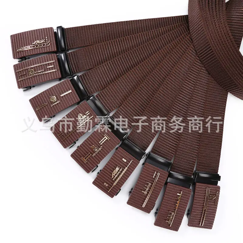Thắt Lưng Nam, Thắt Lưng Khóa Không Răng Tự Động Bằng Sắt, Thoáng Khí, Màu Trơn Giả Nylon, Thân Thắt Lưng Bán Chạy 8
