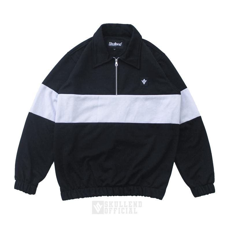 SKULLEND Rugby Vintage Sweater Hoodie  Premium panjang tebal Baju Pria Wanita Crewneck Hitam Sweatshirt  Kerah  Distro Casual Keren 0