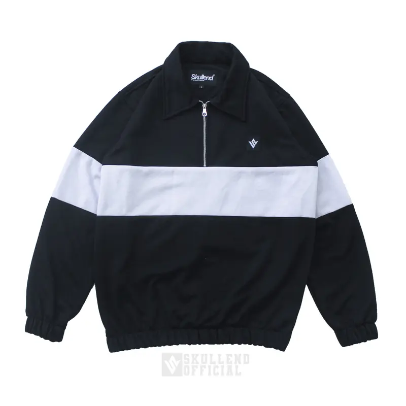 SKULLEND Rugby Vintage Sweater Hoodie  Premium panjang tebal Baju Pria Wanita Crewneck Hitam Sweatshirt  Kerah  Distro Casual Keren 0