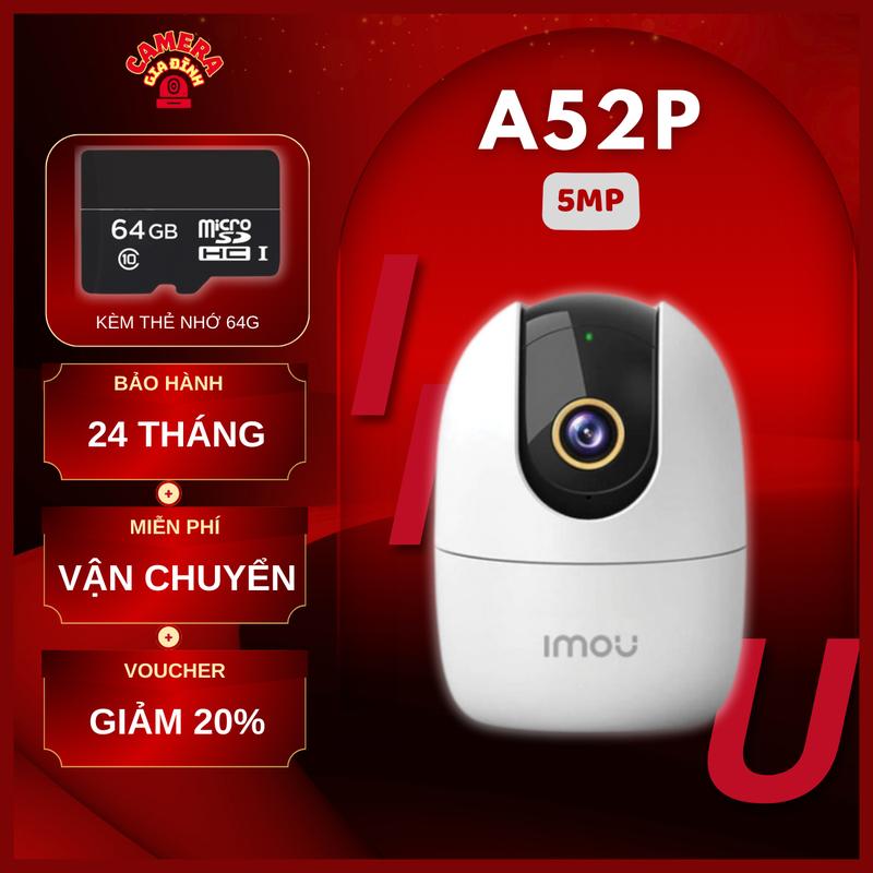   COMBO  Camera Wifi IMOU A52P 5MP - 3K Tặng thẻ 64G chính hãng quay quét 360 độ đàm thoại 2 chiều đêm hồng ngoại Security Cameras & Systems 