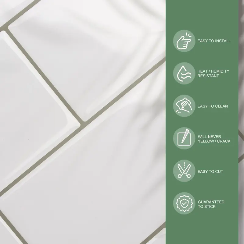 3D Brick Pattern Wall Sticker, 10pcs/set Waterproof Self-adhesive Wall Tile Sticker, High Temperature Resistant Decorative Wallpaper for Kitchen 3