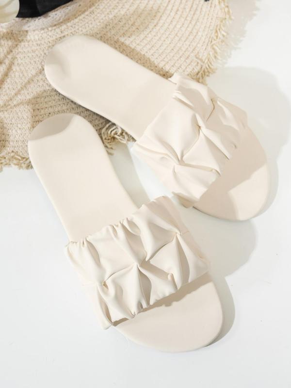 Women's Fashionable Plain Color Bowknot Design Flat Sandals, Casual Versatile Round Toe Sandals for Summer, Lightweight Breathable Comfortable Barefoot Shoes for Daily Wear, Girl 2