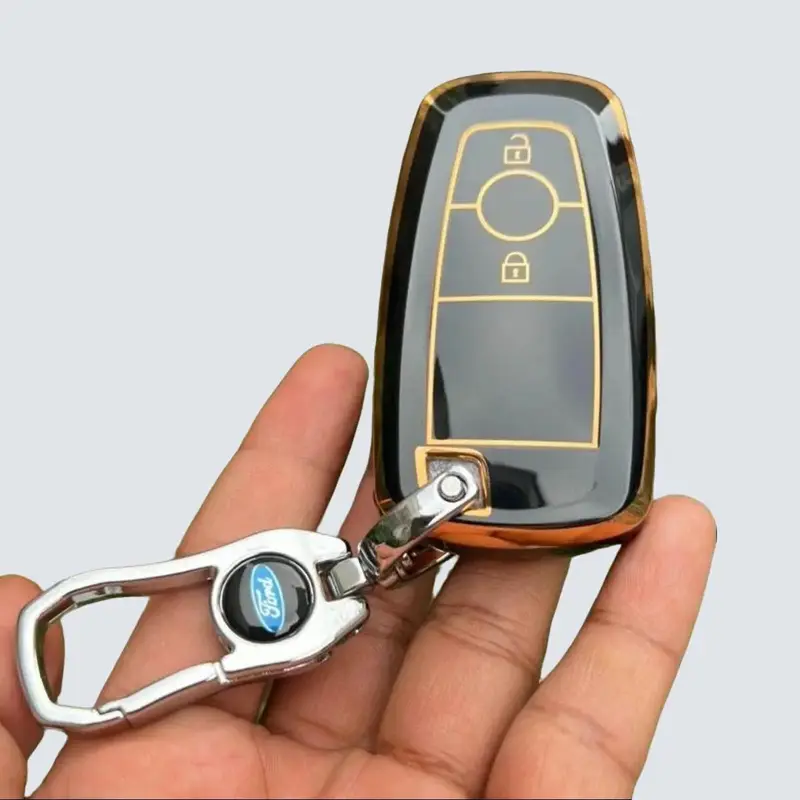 Ốp chìa khóa Đen vàng -Trắng bạċ xe ô tô Ford Ranger Wildtrak  phiên bàn Smartkey Móc Khoá Móc Khóa bảo  vệ 0
