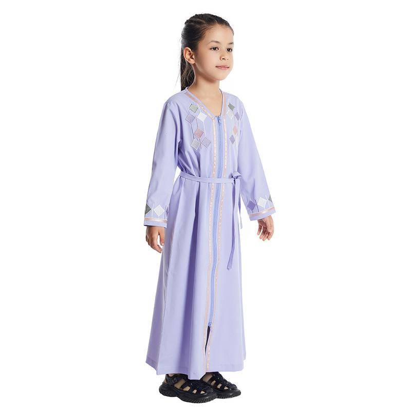 Product Introduction of Girls Kids Abaya Dress Clothing,Floral Printed Gown Children Robe 24