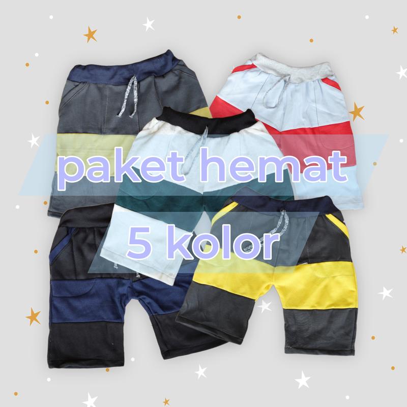 50RB 5 PCS CELANA PENDEK ANAK KOLOR MURAH BAHAN FLEECE KATUN Motif kids 0