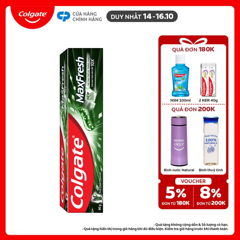 [Duy nhất 14-16.10] Kem đánh răng hơi thở thơm mát và làm trắng răng Colgate Maxfresh Bamboo Charcoal 90g