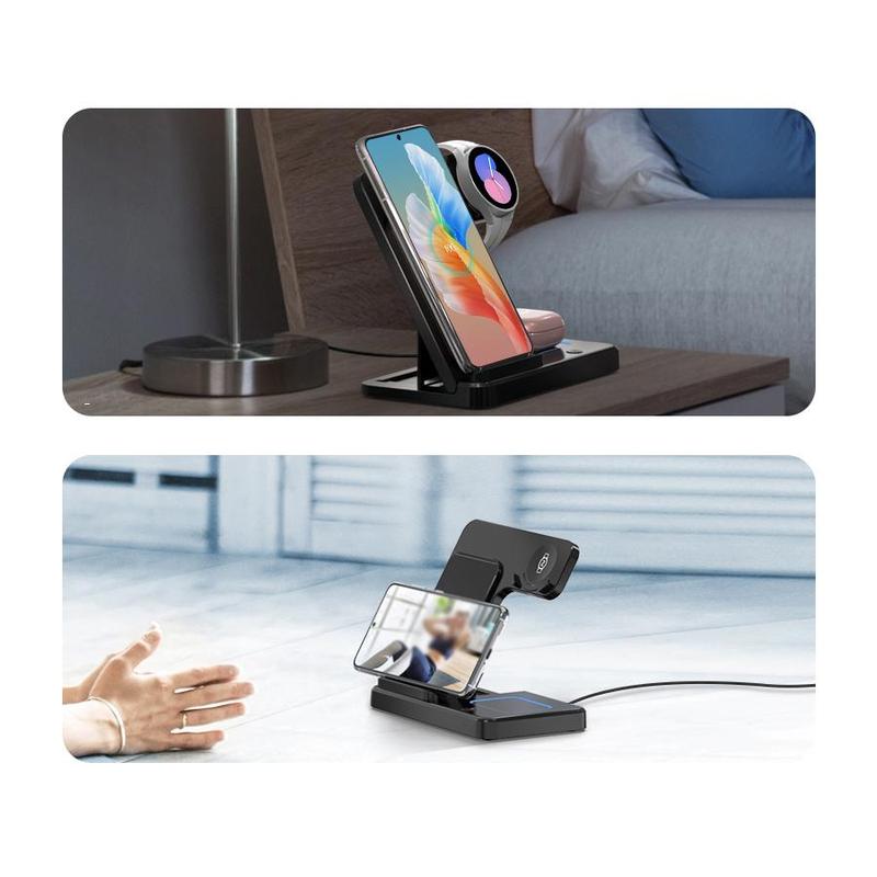 3 in 1 Wireless Charger, Foldable Charging Stand, Multifunctional Charging Station for Samsung Galaxy Phone Watch Earphone 7