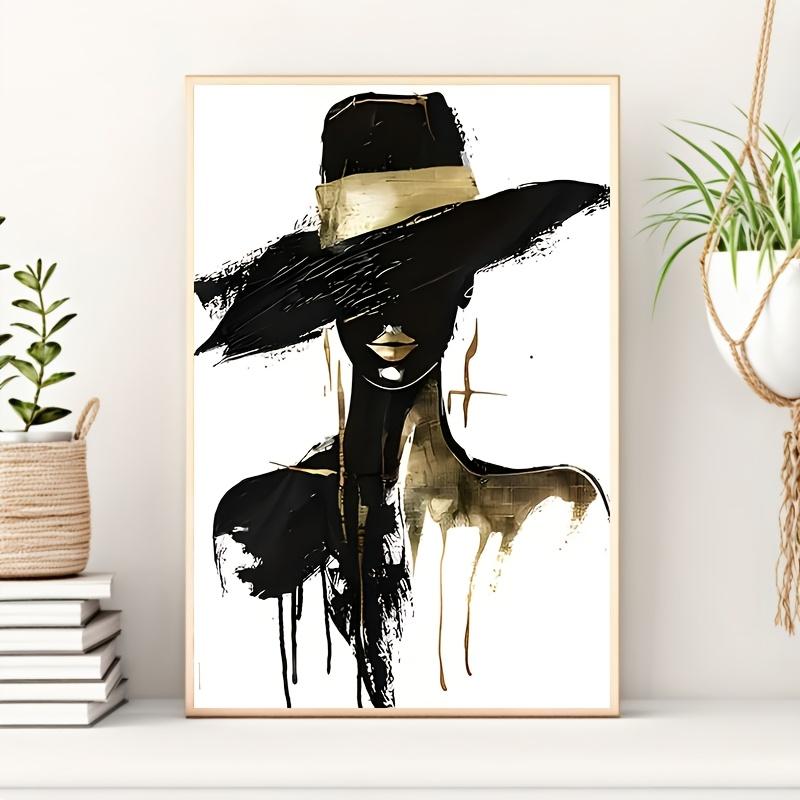 Product Introduction of Modern Minimalist Black & Golden Female Portrait Canvas Print - Frameless Wall Art for Living Room, Bedroom, Office, Dining Area - Waterproof, Unique Creative Decor, Perfect Gift Idea, Perfect for Room Decor 3