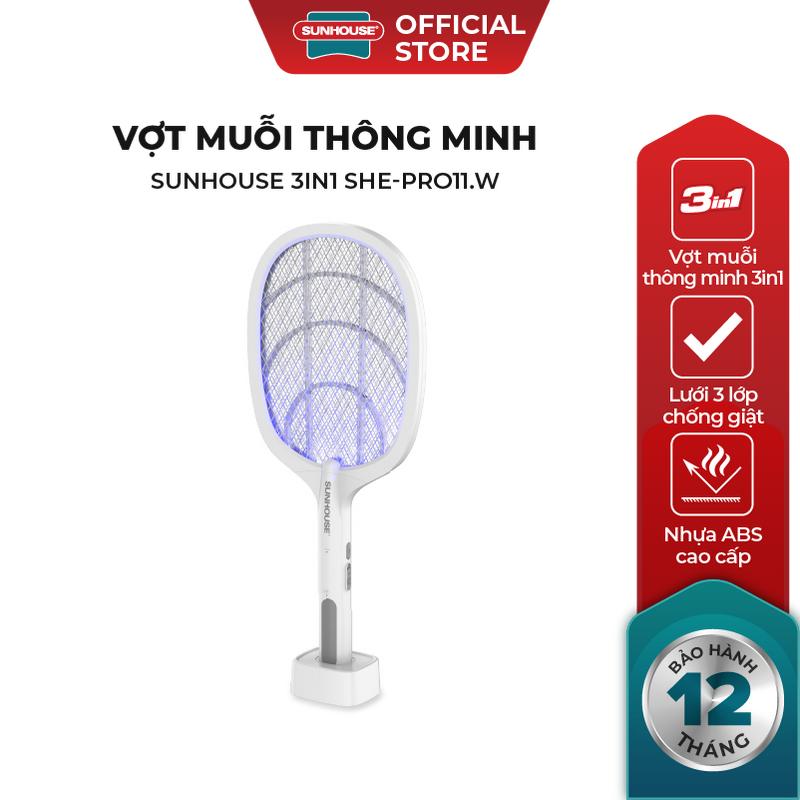  Vợt muỗi thông minh SUNHOUSE 3IN1 SHE-PRO11.W - Cơ chế bắt muỗi tự động kiêm Đèn ngủ tiết kiệm điện - Bảo hành 12 tháng toàn quốc 