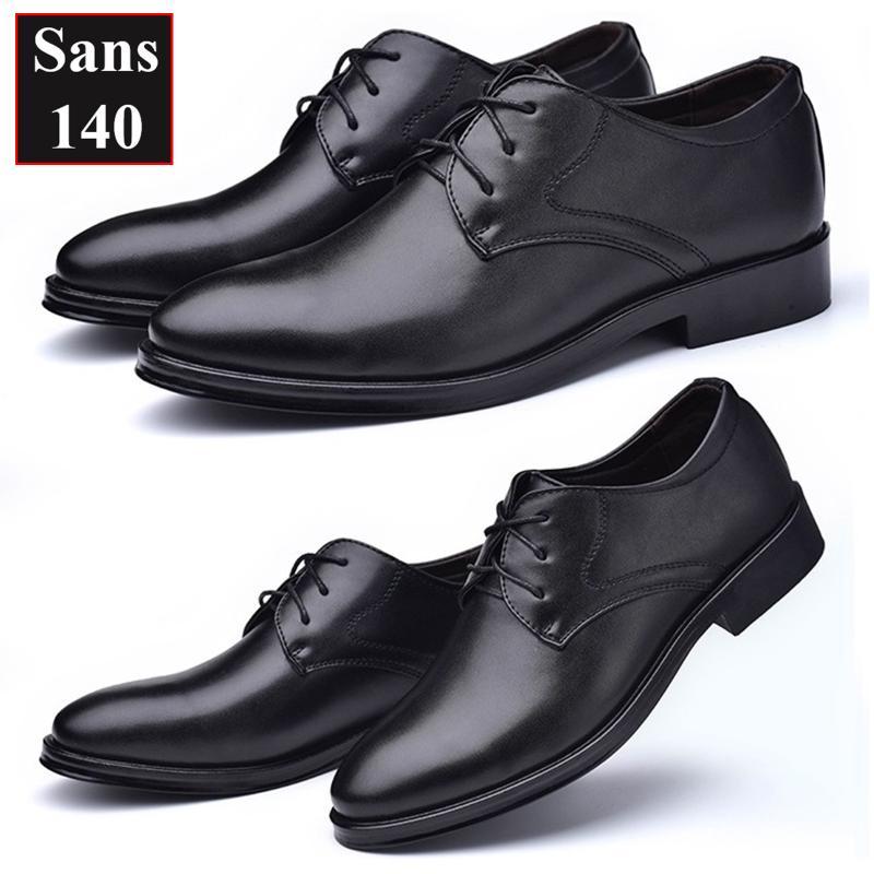 Product Introduction of Giày da nam cao cấp đen Sans140 giầy tây công sở buộc dây derby mũi tròn big size to bigsize cỡ lớn 44 45 46 47 48 49 Cao Su Cao Su 44