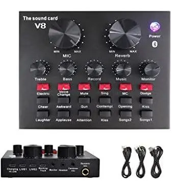 Soundcard V8 Lengkap Ori V8 Sound Card Microphone Webcast Live External Sound Card with Personal Entertainment Streamer for Phone Computer Sound Card V8 Audio Soundcard New 5