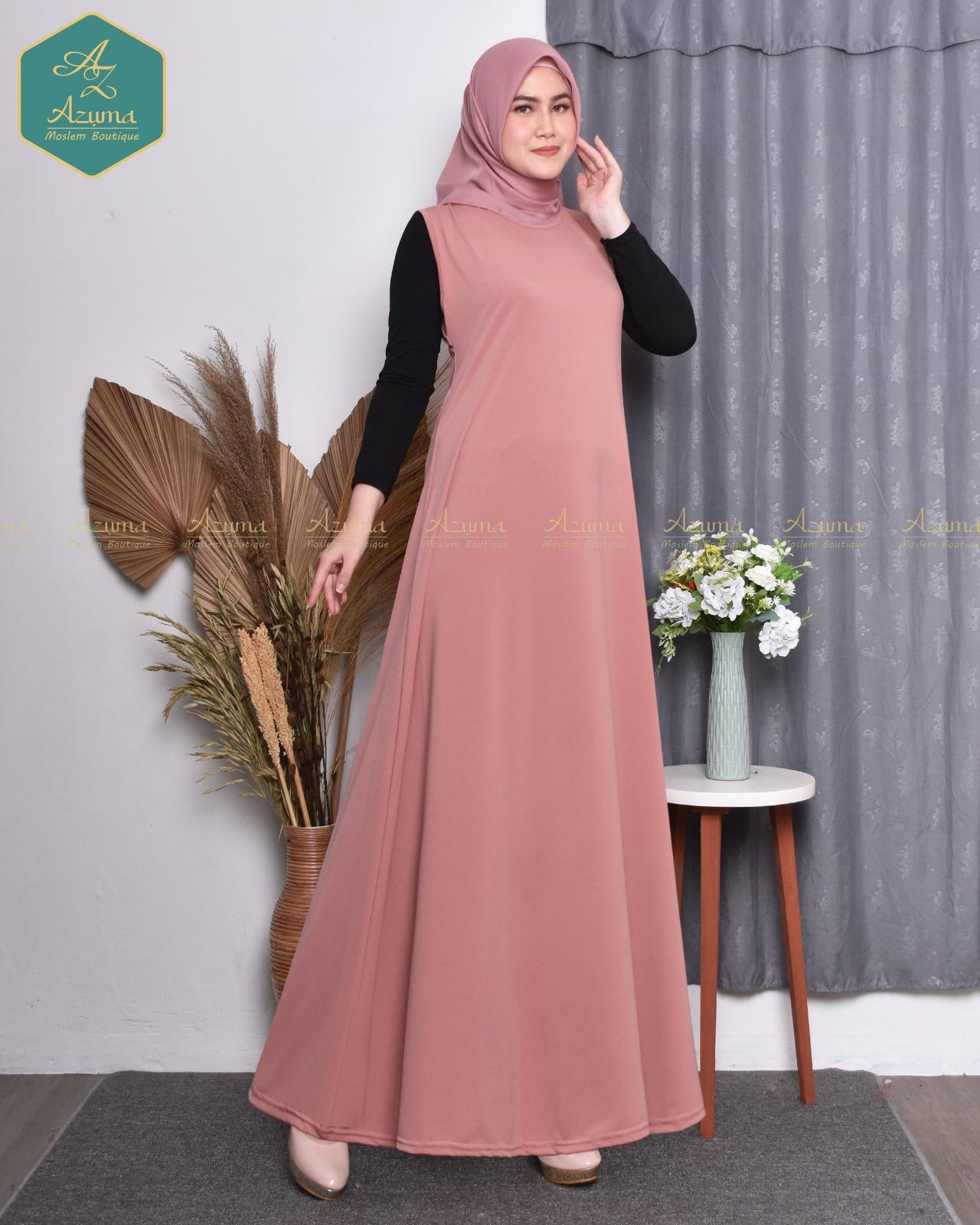 Azuma Gamis Jersey Kensi-Dalaman Gamis Jersey Korea Premium-Inner Dress Fit Muslim Nyaman Panjang Melar Tebal Hitam  Abu Navy Pink Hijau Botol Biru Maxi Outer  Mewah Lebaran 2025