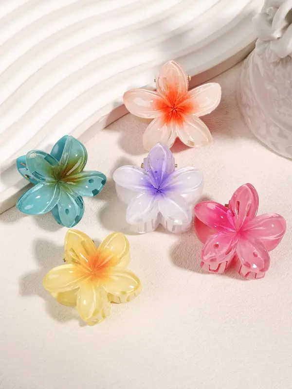 Cute Flower Design Hair Claws, Colorful Non-slip Hair Claws, Fashion Hair Accessories for Women & Girls, Minimalist Hair Claws Set Suitable for Thick Hair 3