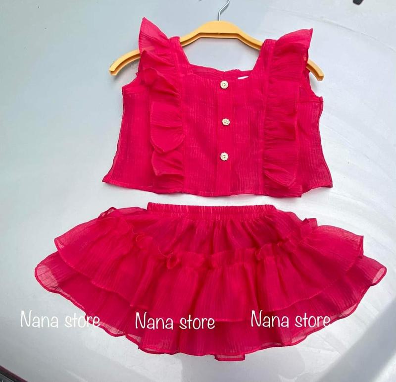 Product Introduction of set váy ngắn tay hồng 1