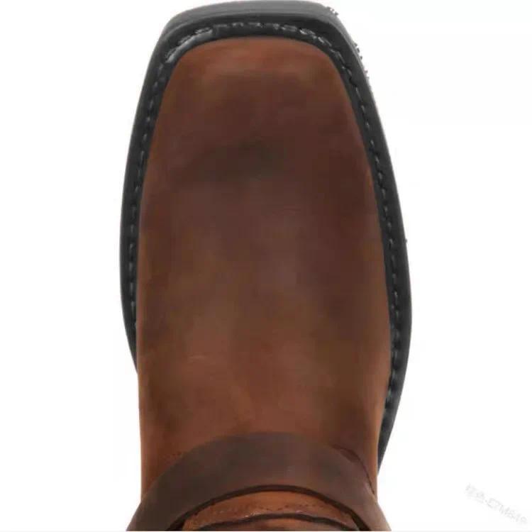 Product Introduction of Retro Cowboy Mid Calf Western Pu Leather Man Slip on Shoes Winter Knight Booties Plus Size 39-48 Zapatos Hombre Chelsea Men 12